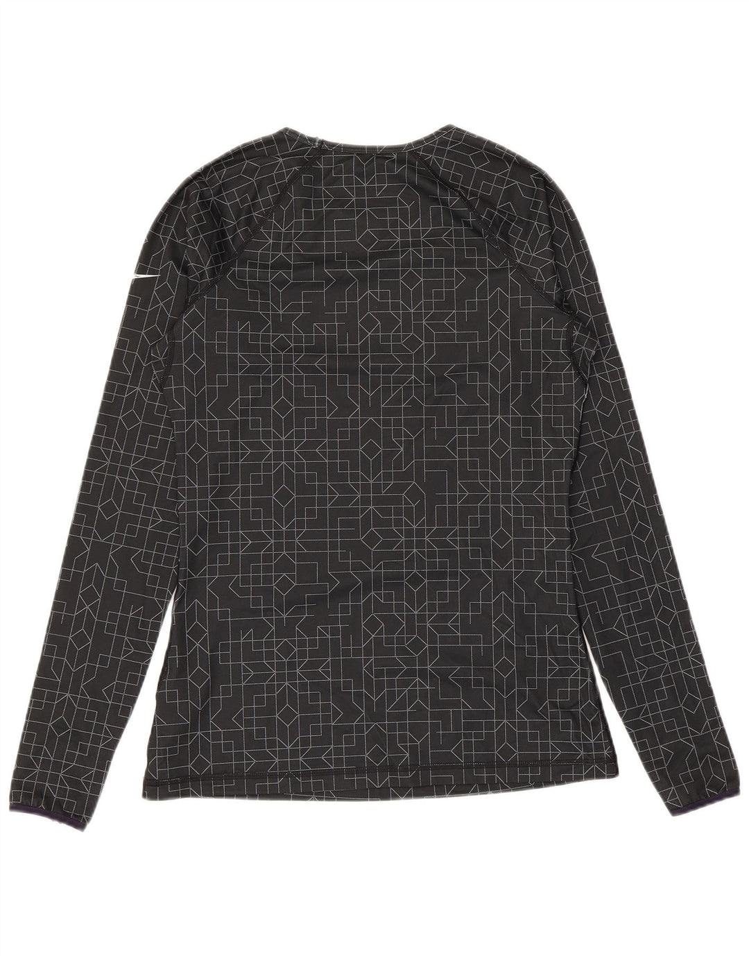 Nike Haut Dri Fit à manches longues pour femme UK 12 Polyester géométrique noir moyen