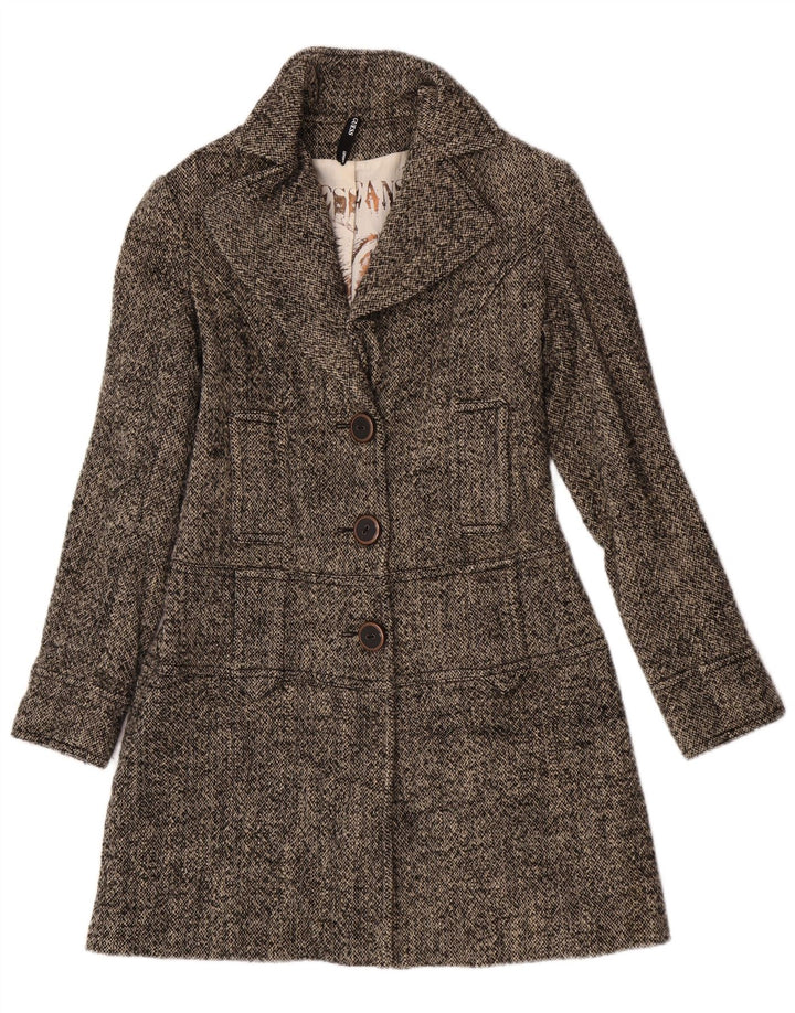 Guess Manteau Femme UK 12 Laine Mouchetée Gris Moyen
