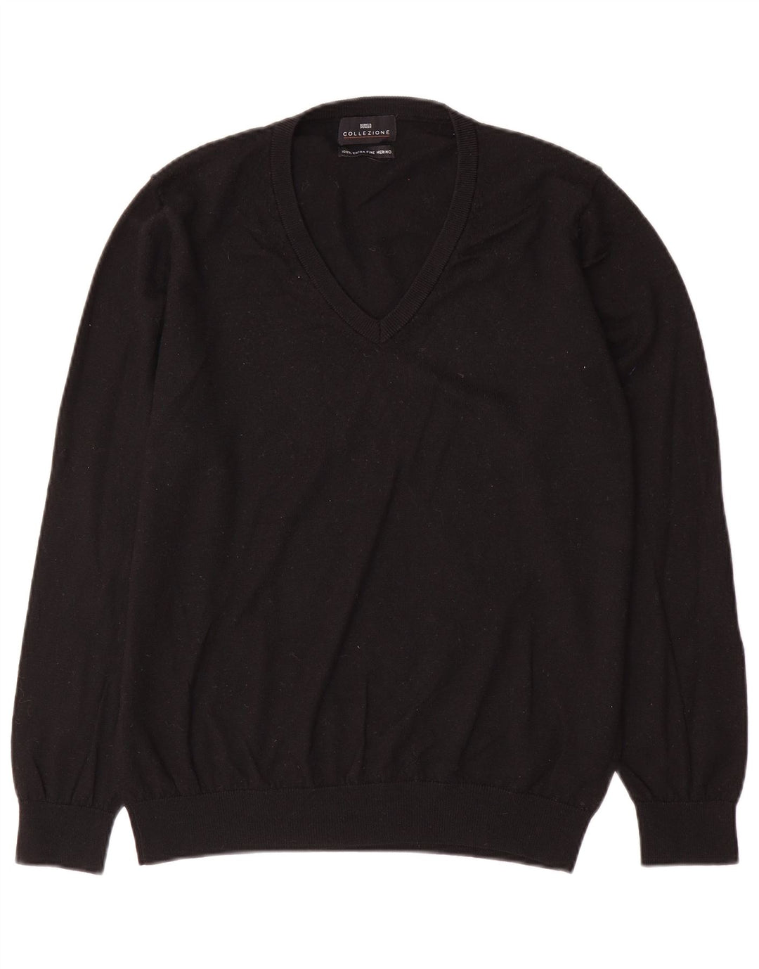 Marks & Spencer Pull col V pour homme en laine noire Taille L