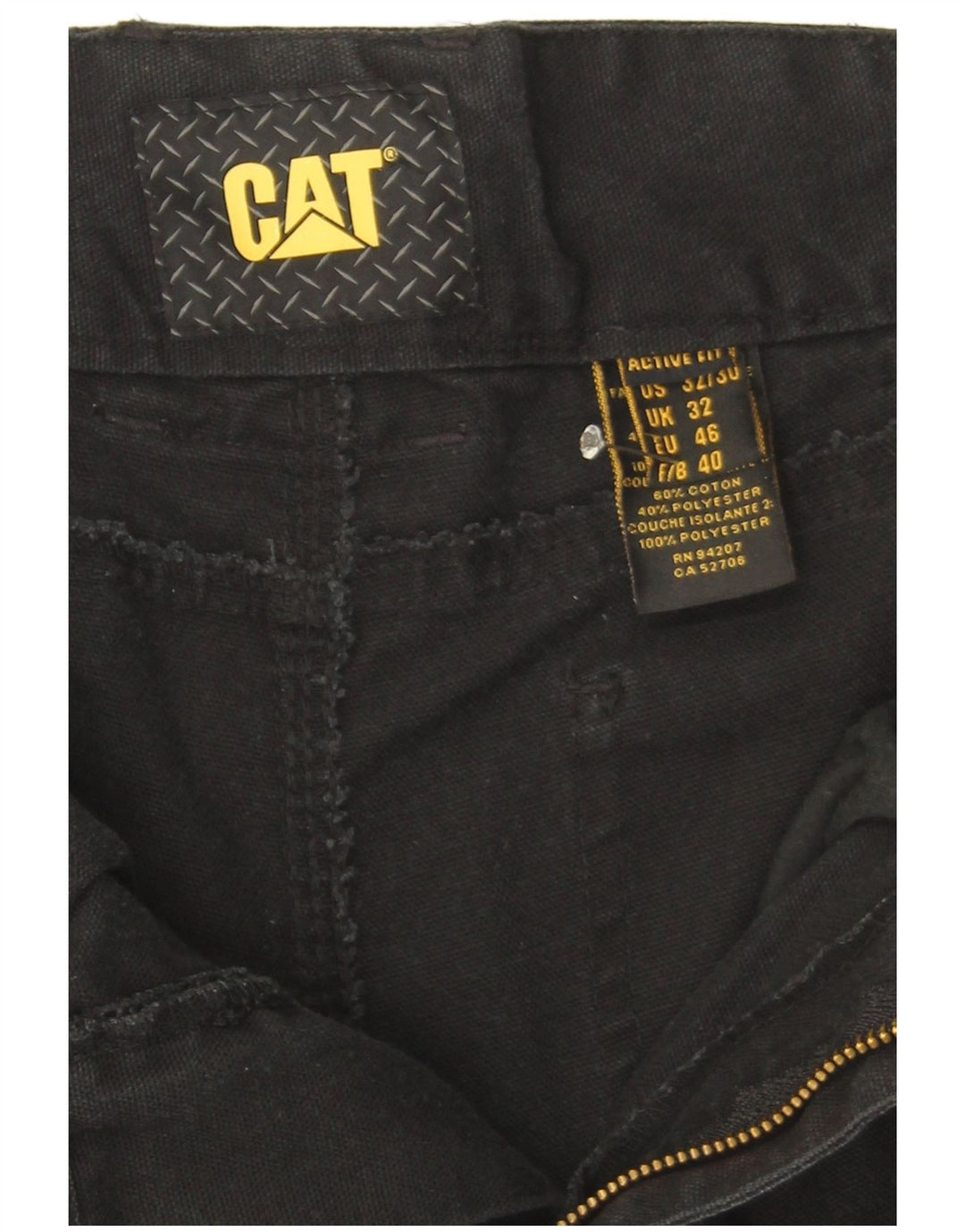 Pantalon cargo droit homme CAT W32 L29 coton noir