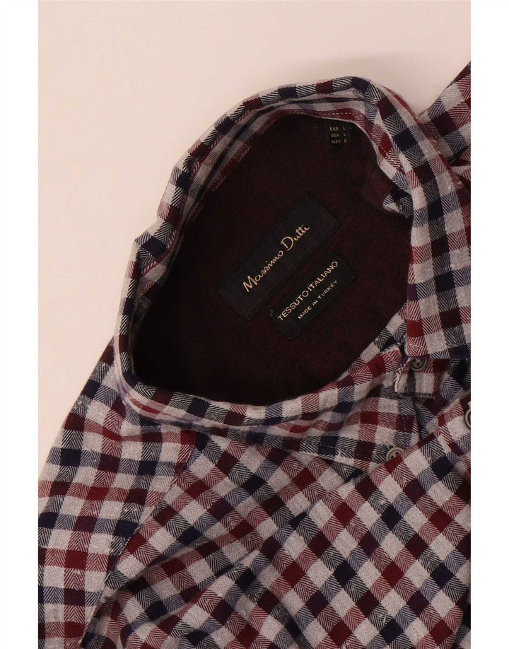 Massimo Dutti Chemise en flanelle pour homme Grand vichy multicolore