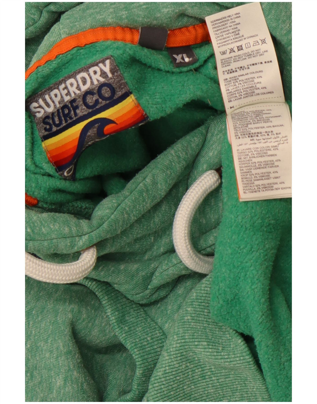 SUPERDRY Pull à capuche graphique pour homme XL en polyester moucheté vert