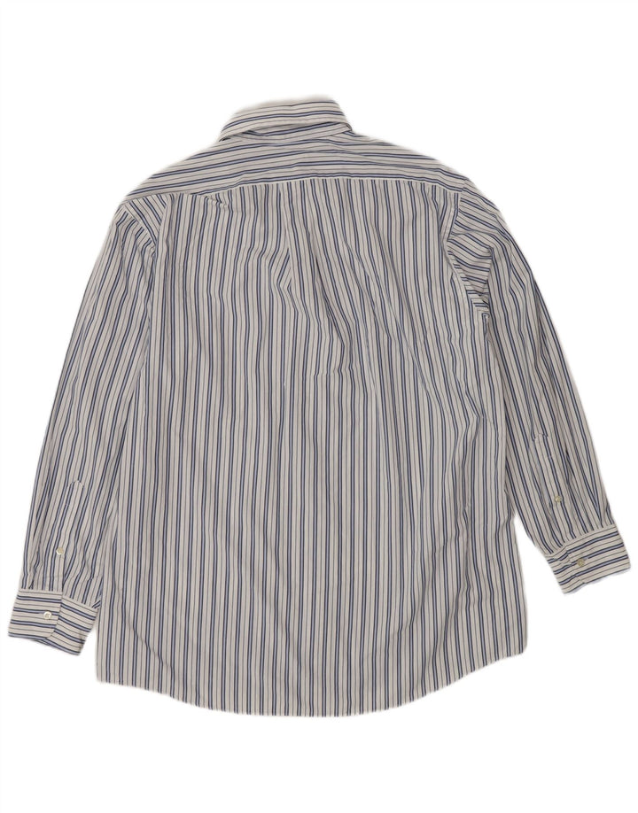 Chaps Chemise coupe classique pour homme Taille 16 Grand coton rayé blanc