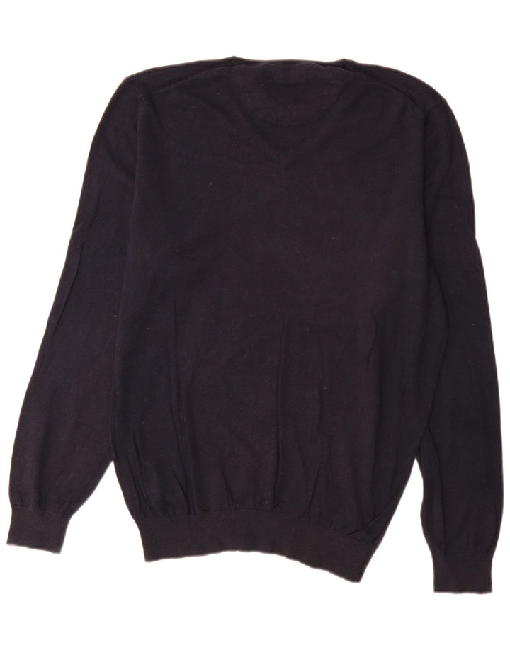 Massimo Dutti Pull col V pour homme en coton bleu marine Taille L