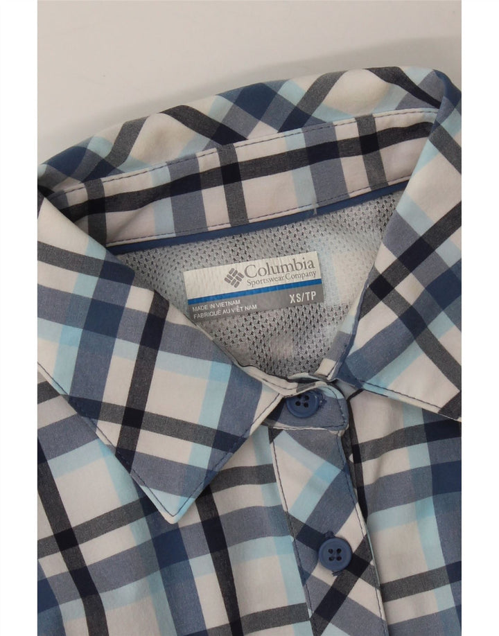 COLUMBIA Womens Shirt UK 6 XS Blue Check Polyester Vintage Columbia and Second-Hand Columbia from Messina Hembry 