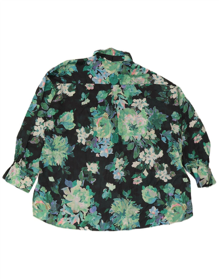Zara Chemisier surdimensionné pour femme UK 16 Grand vert floral en polyester