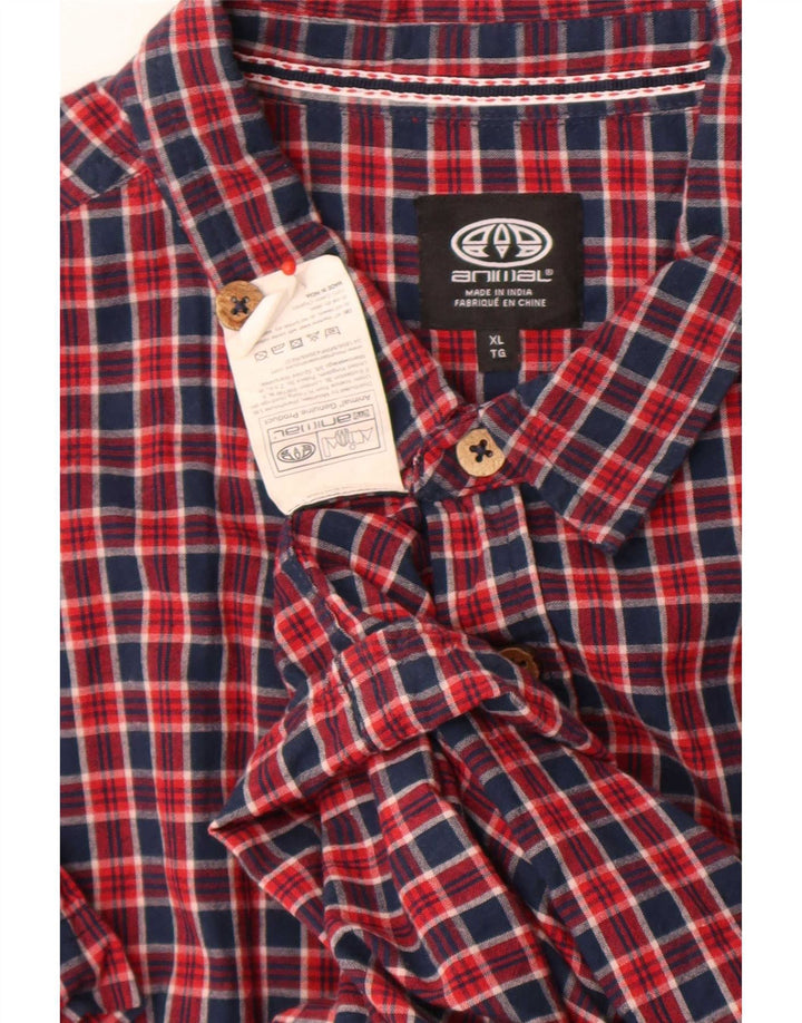 Chemise à manches courtes pour homme Animal XL en coton à carreaux rouges