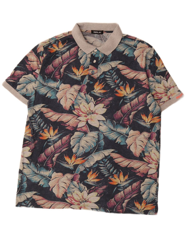 Replay Polo Graphique Homme 4XL Bleu Marine Coton Floral