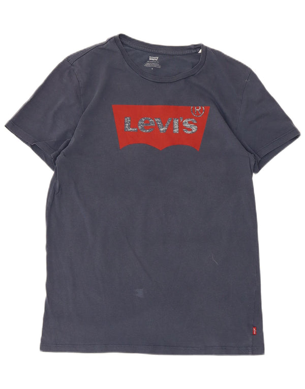 Levi's T-Shirt Graphique Femme UK 12 Bleu Marine Moyen
