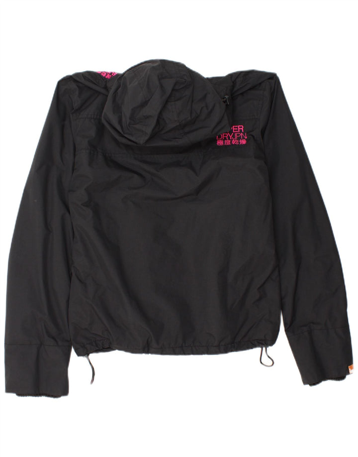 Superdry Veste coupe-vent à capuche pour femme UK 14 Large Noir Nylon