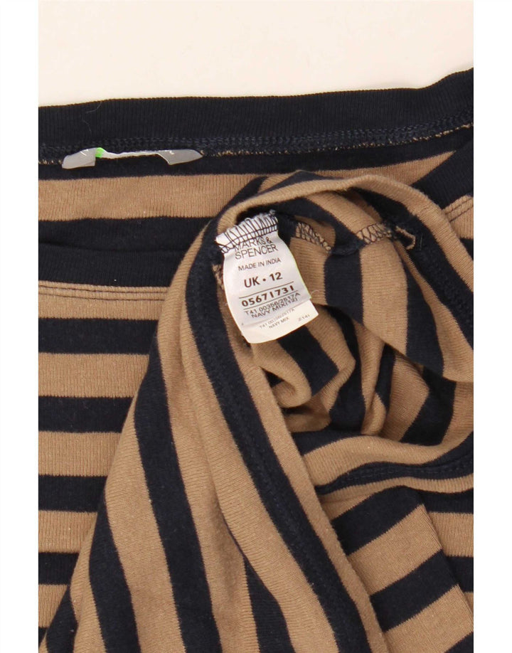 Marks & Spencer Haut à manches longues pour femme UK 12 Bleu marine moyen rayé