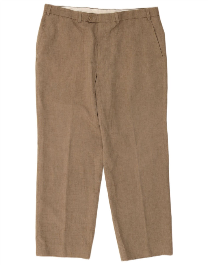Marks & Spencer Pantalon de Costume Droit Homme W38 L27 Beige Polyester