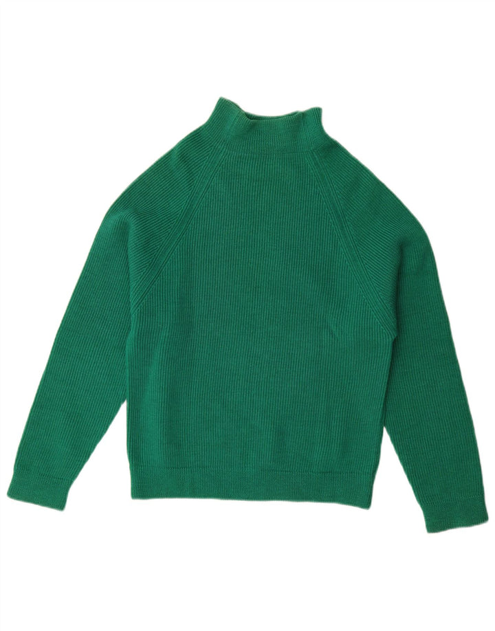 vintage Femmes Turtle Neck Jumper Pull UK 14 Vert Moyen