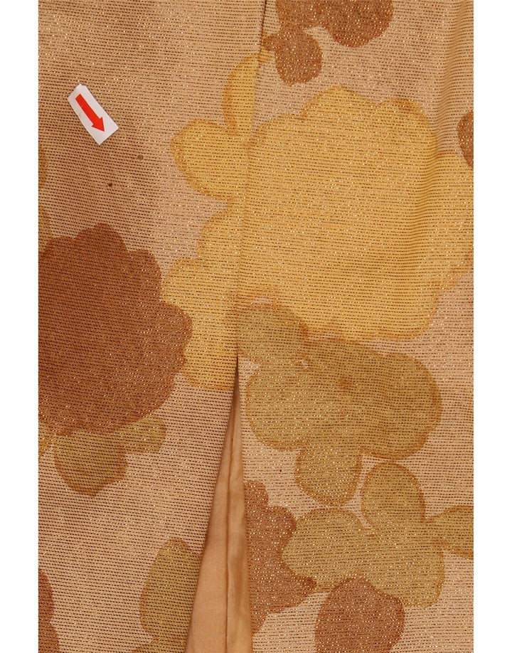 vintage Femmes 1 Bouton Crop Blazer Veste UK 14 Moyen Brun Floral