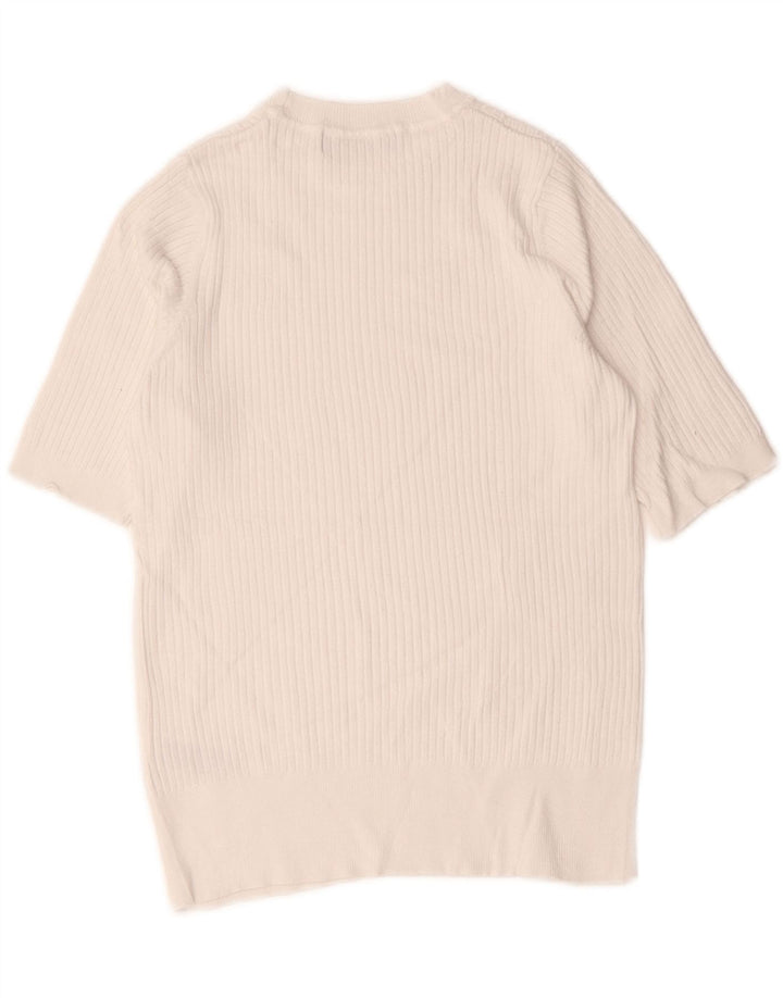 Marks & Spencer Pull court à col rond pour femme UK 10 Petit Blanc