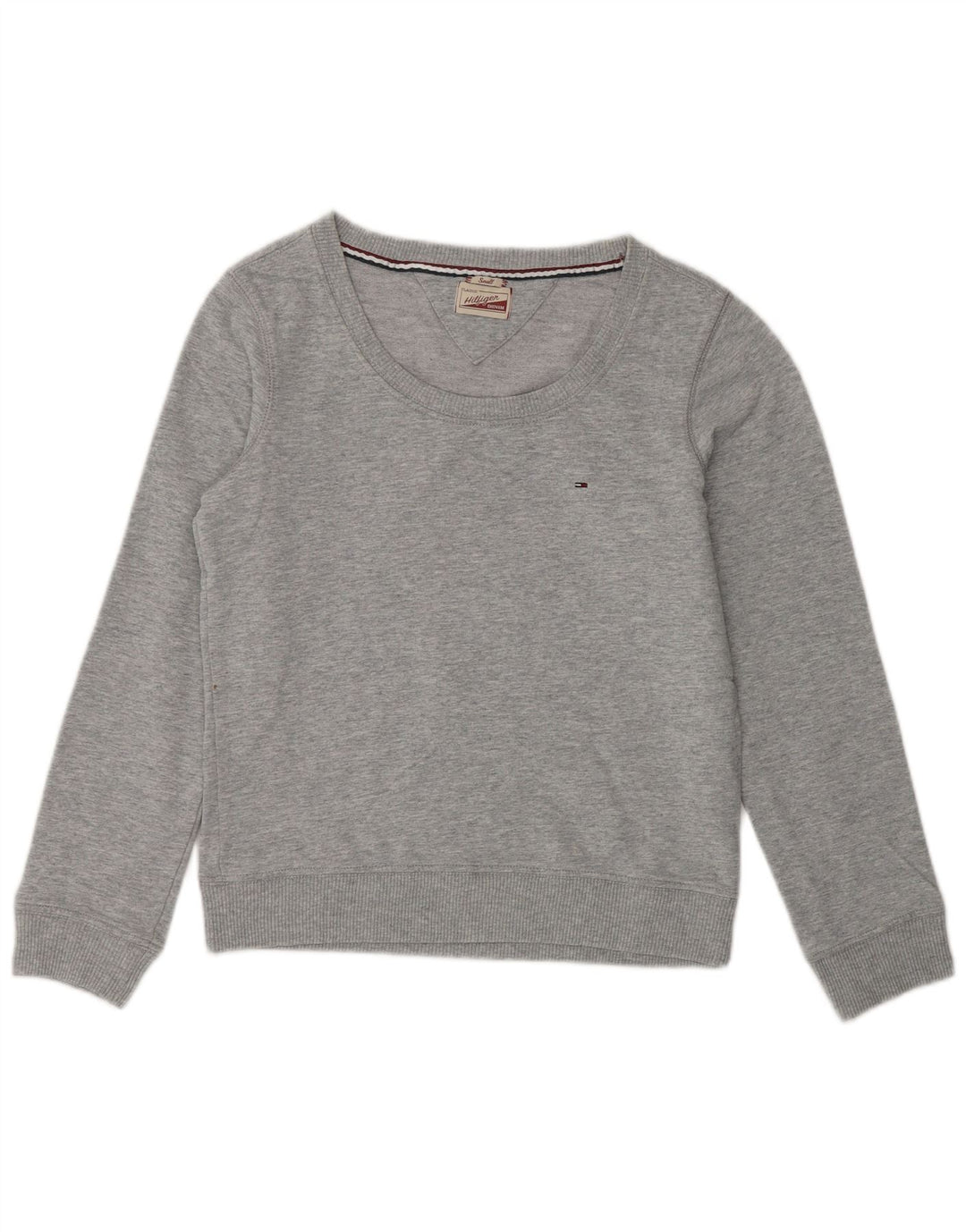 TOMMY HILFIGER Sweat-shirt classique pour femme UK 10 Petit coton gris