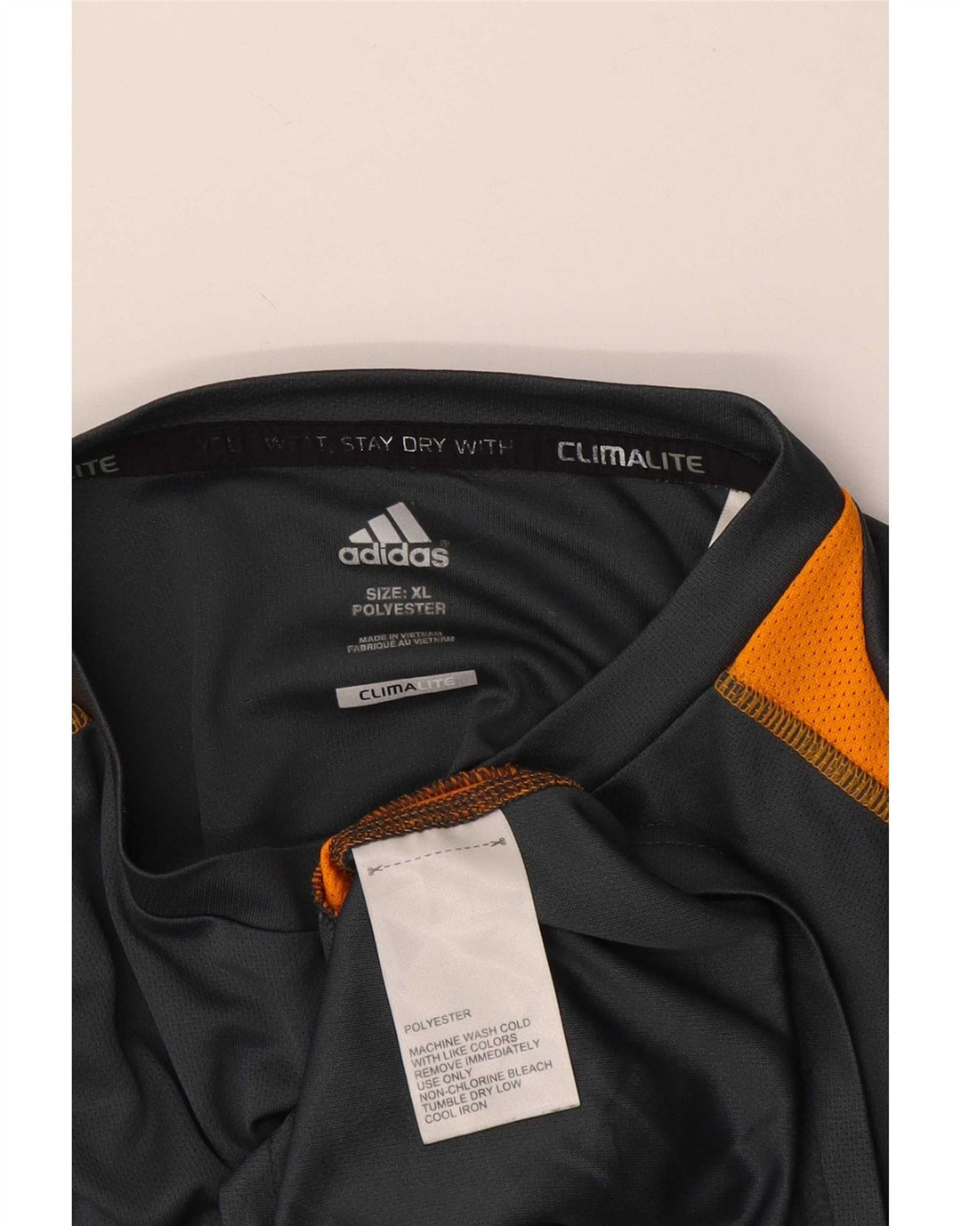 Adidas Climalite T-Shirt Top XL Gris Colorblock Polyester