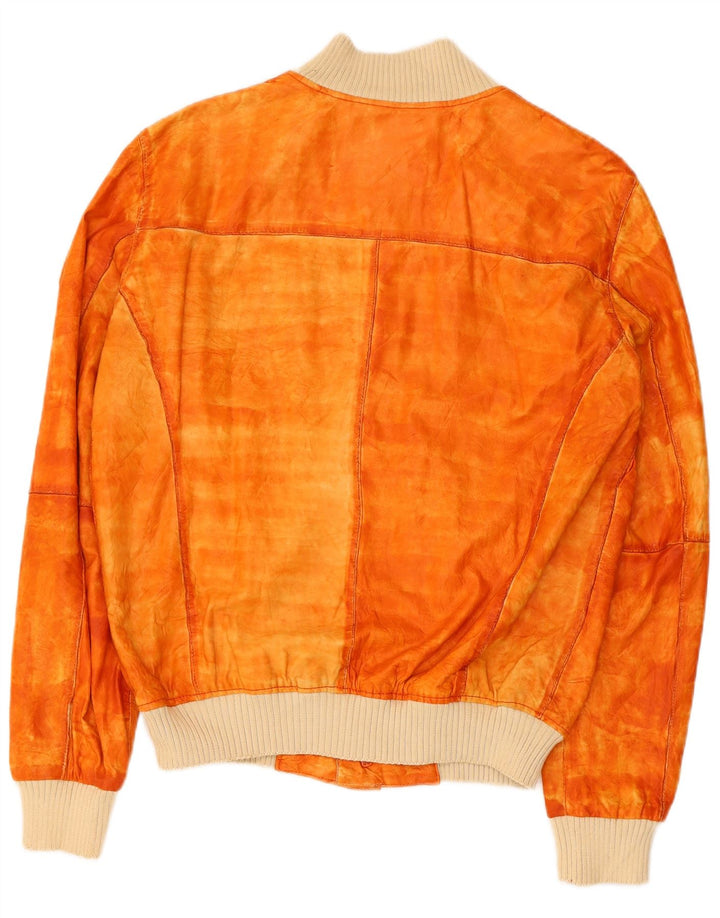 Milestone Veste Bomber En Daim Pour Homme UK 36 Petit Cuir Orange