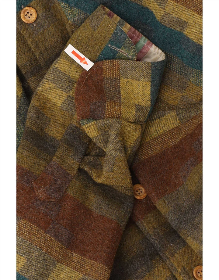 Massaro Chemise en flanelle pour homme à rayures kaki