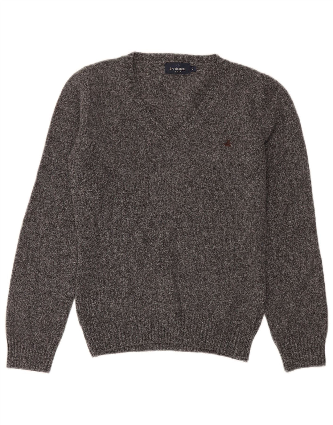 Brooksfield Pull Col V Femme IT 42 Laine Mouchetée Gris Moyen