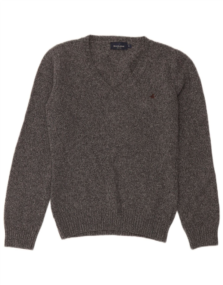 Brooksfield Pull Col V Femme IT 42 Laine Mouchetée Gris Moyen