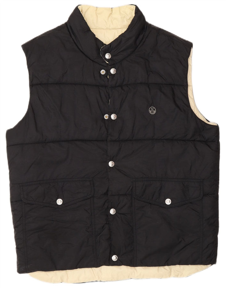 North Sails Gilet rembourré réversible pour homme UK 42 XL Noir Polyamide