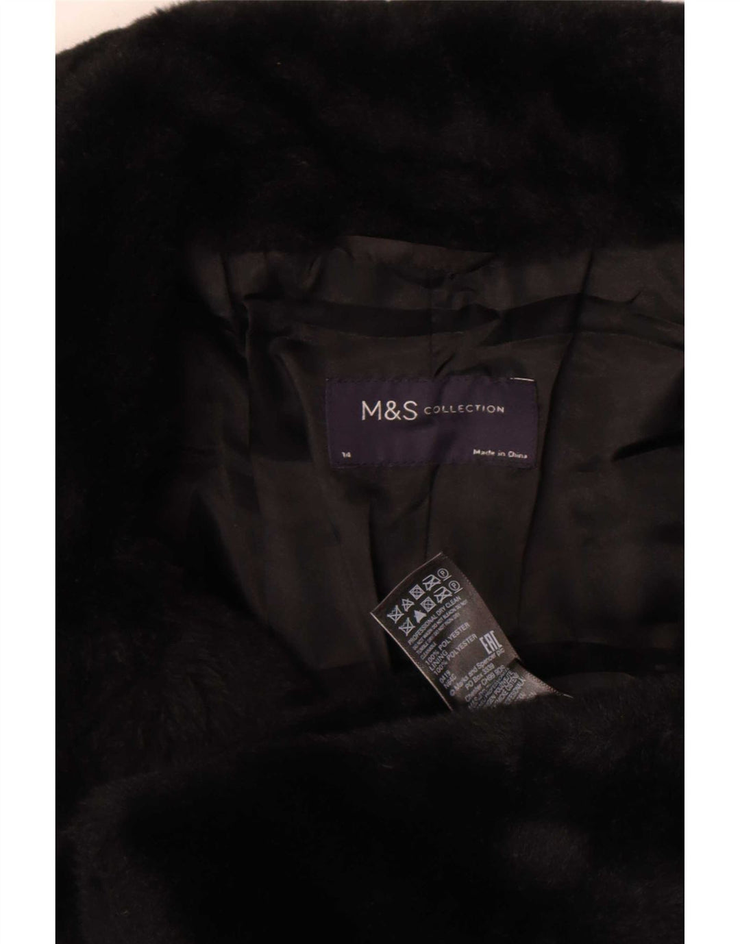 Marks & Spencer Veste en fausse fourrure pour femme UK 14 Polyester noir moyen