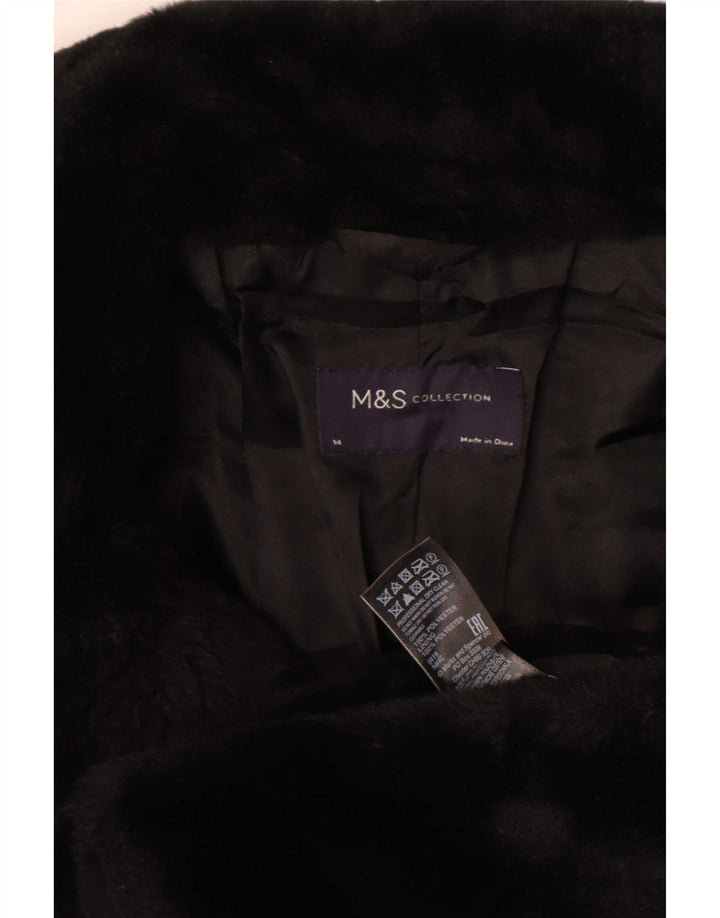 Marks & Spencer Veste en fausse fourrure pour femme UK 14 Polyester noir moyen
