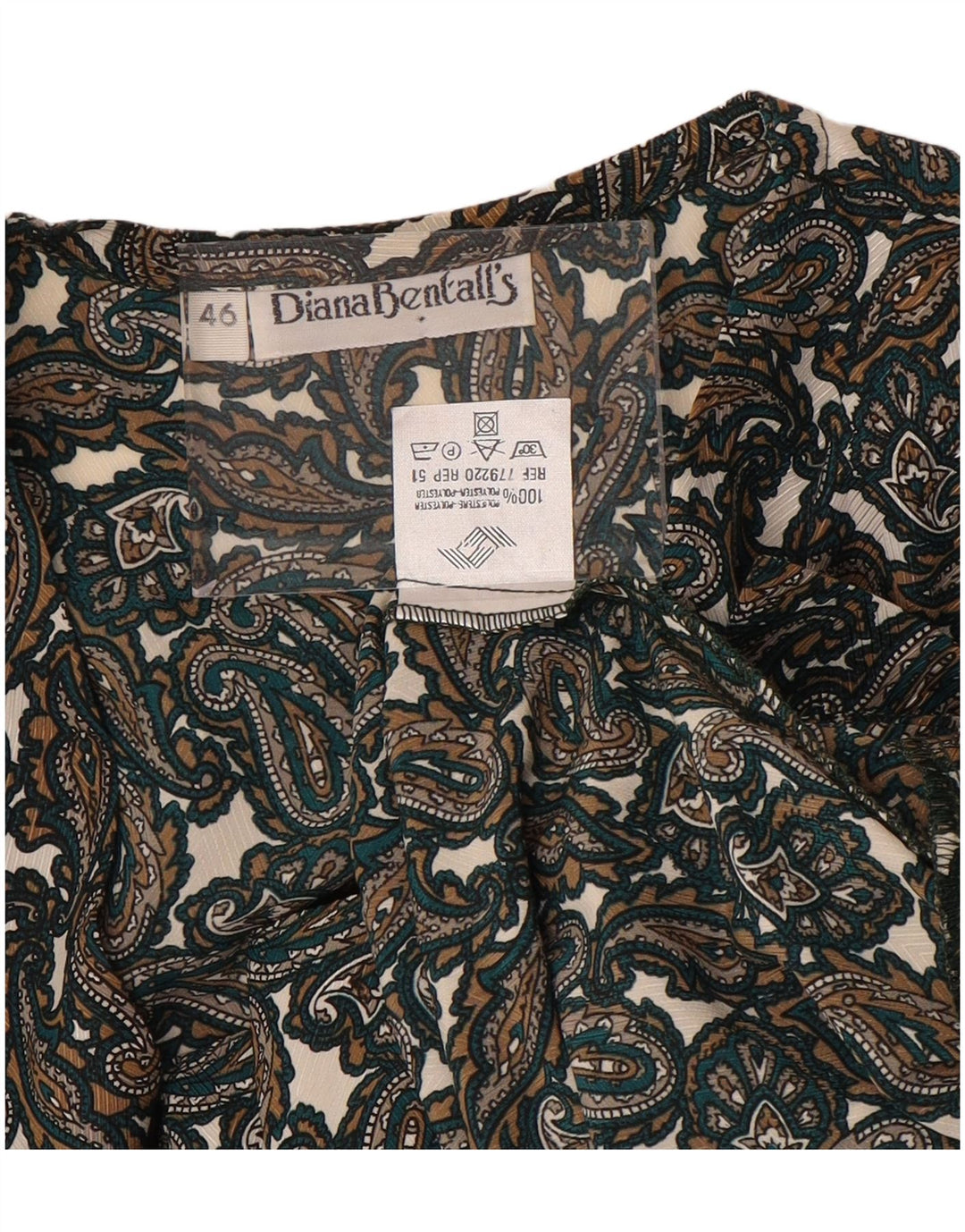 DIANA BENTALLS Chemisier Femme IT 46 Large Marron Paisley Polyester