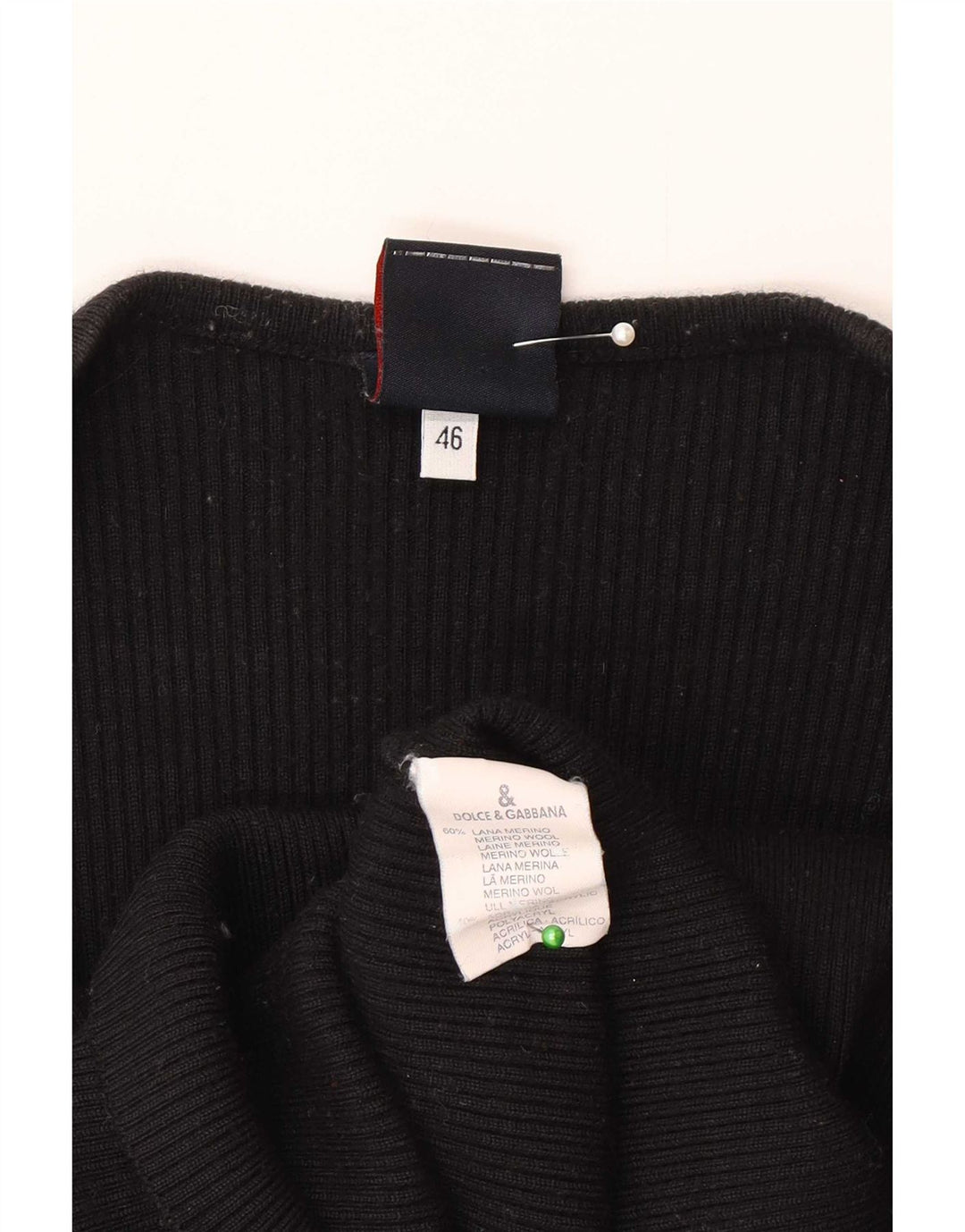 Dolce & Gabbana Haut à manches longues pour femme IT 46 Large laine mérinos noire