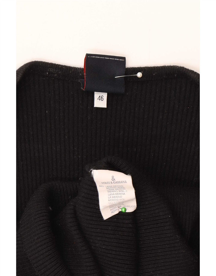 Dolce & Gabbana Haut à manches longues pour femme IT 46 Large laine mérinos noire