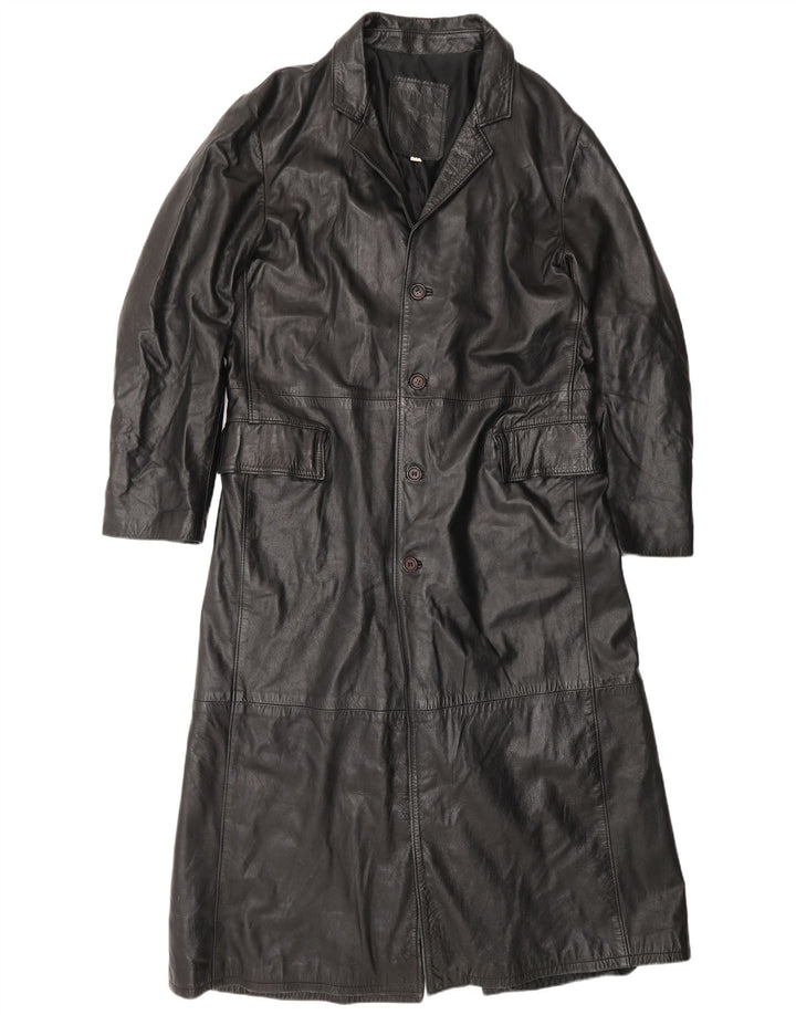 Wake Manteau en cuir pour femme UK 22 3XL Cuir noir