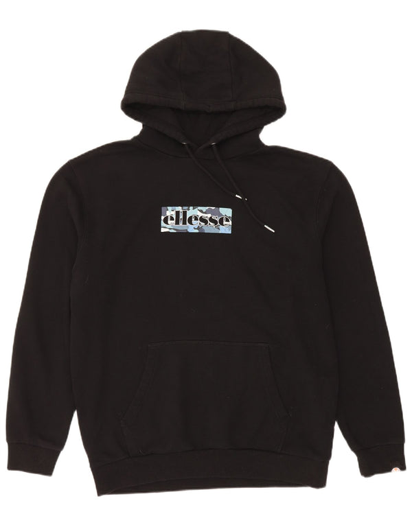 Ellesse Pull à capuche graphique pour femme UK 14 Large Noir Coton Sports