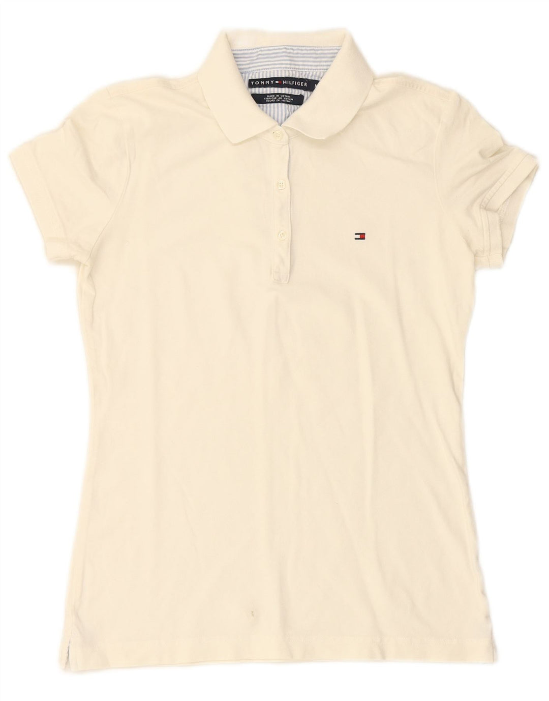 TOMMY HILFIGER Polo Femme UK 14 Medium Blanc