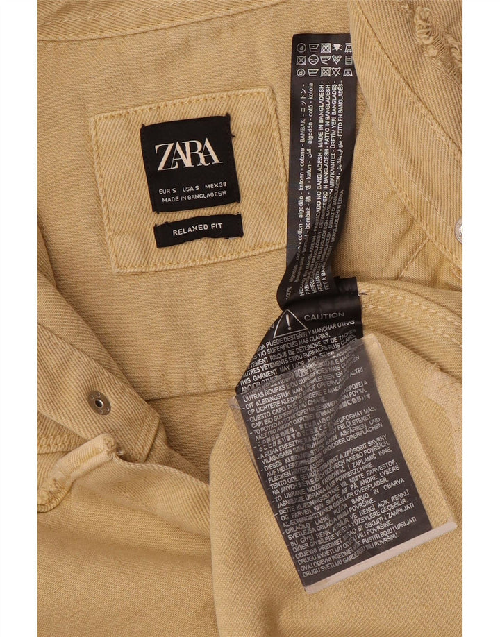 Zara Chemise en jean coupe décontractée en détresse pour homme Petit coton beige