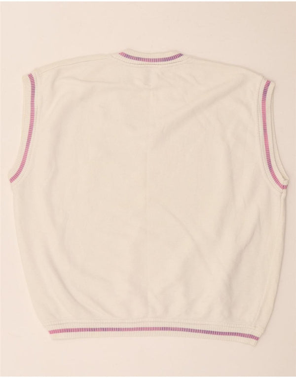 vintage Womens Vest Débardeur UK 18 XL Coton Blanc