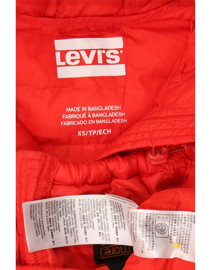 LEVI'S Womens Hooded Padded Jacket UK 6 XS Red Polyester Vintage Levi's and Second-Hand Levi's from Messina Hembry 