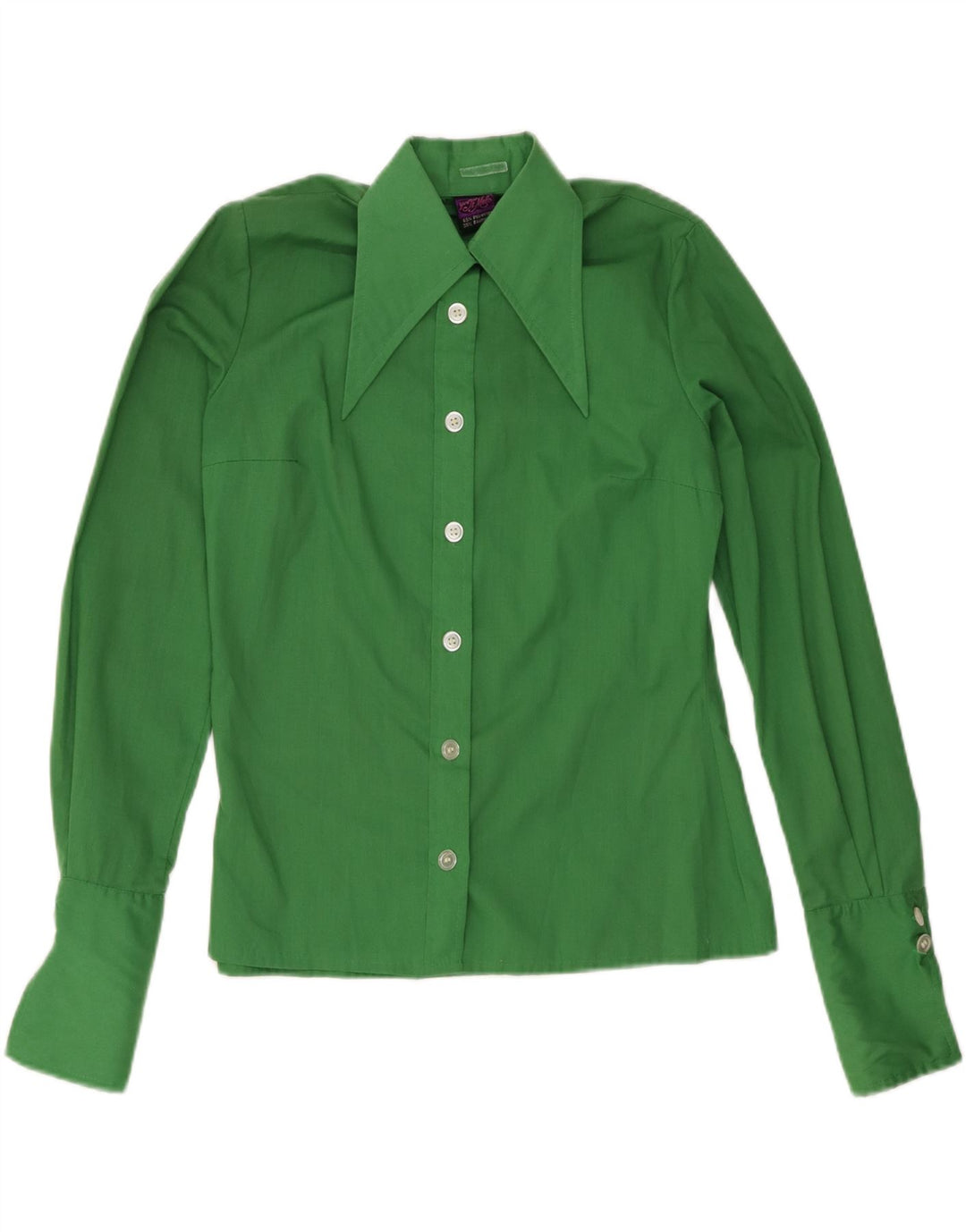 chemise femme vintage UK 12 Polyester vert moyen