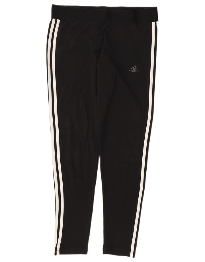 ADIDAS Leggings Femme UK 16/18 Grand Noir Coton