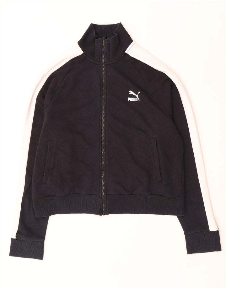Puma Veste de survêtement courte pour femme UK 16 Large Noir Colourblock