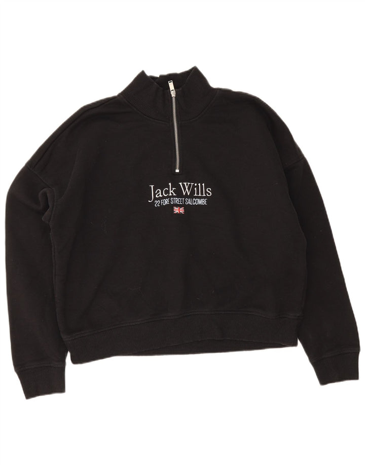 Jack Wills Sweat-shirt graphique surdimensionné pour femme UK 12 Noir moyen