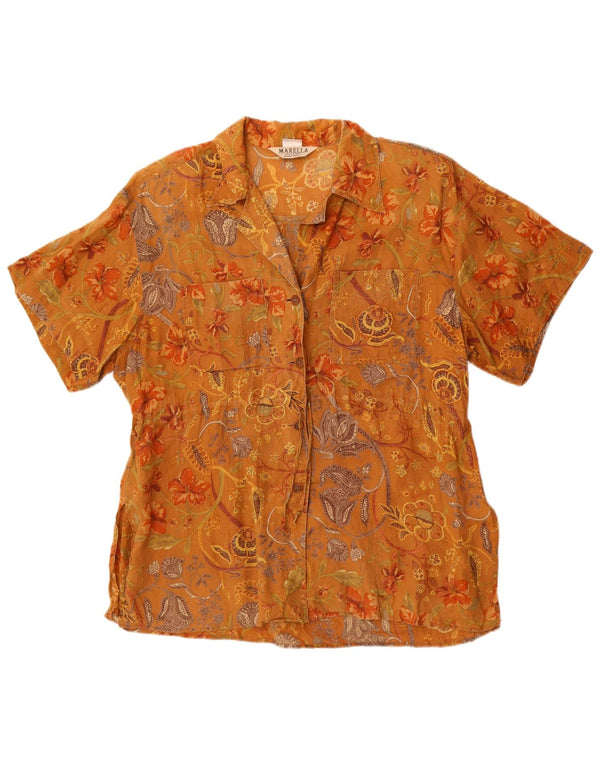 Marella Chemise à manches courtes pour homme UK 12 Marron moyen floral