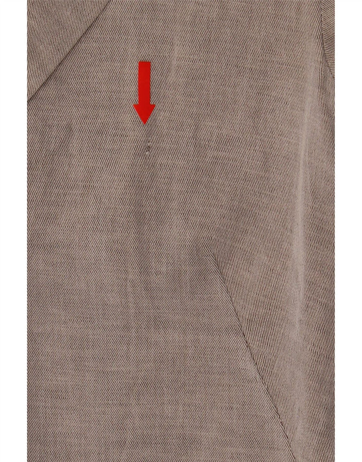 Zara Womens Open Crop Blazer Jacket UK 12 Coton Gris Moyen