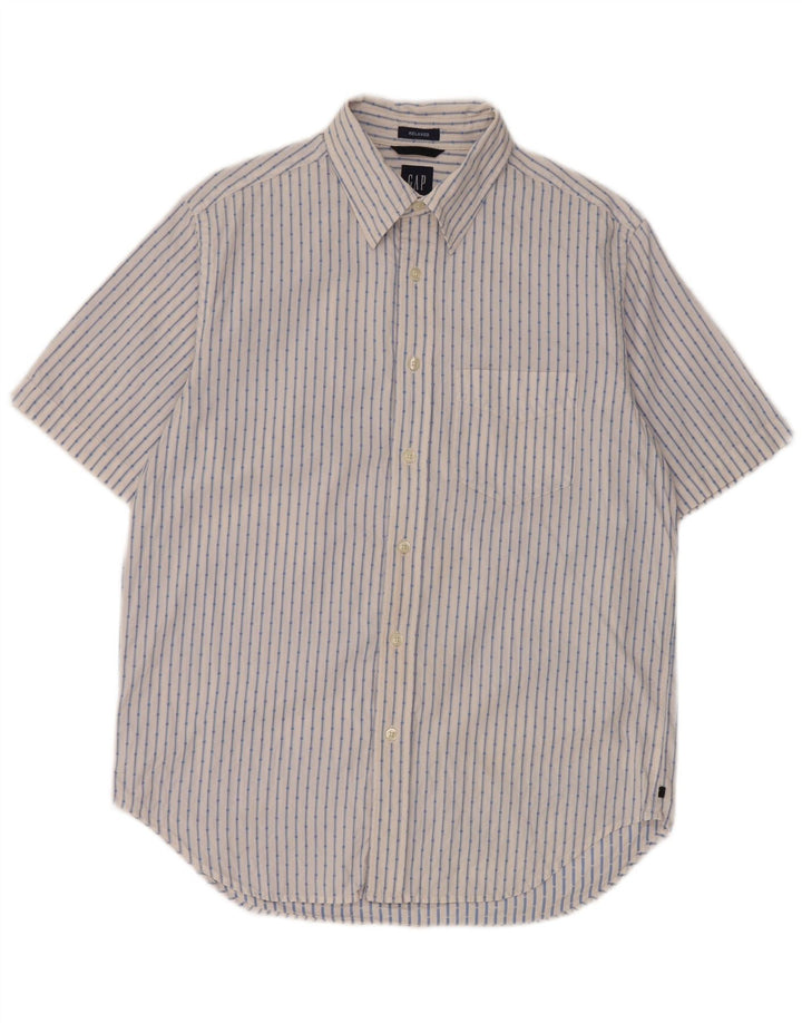 Gap Chemise décontractée à manches courtes pour homme en coton rayé blanc moyen