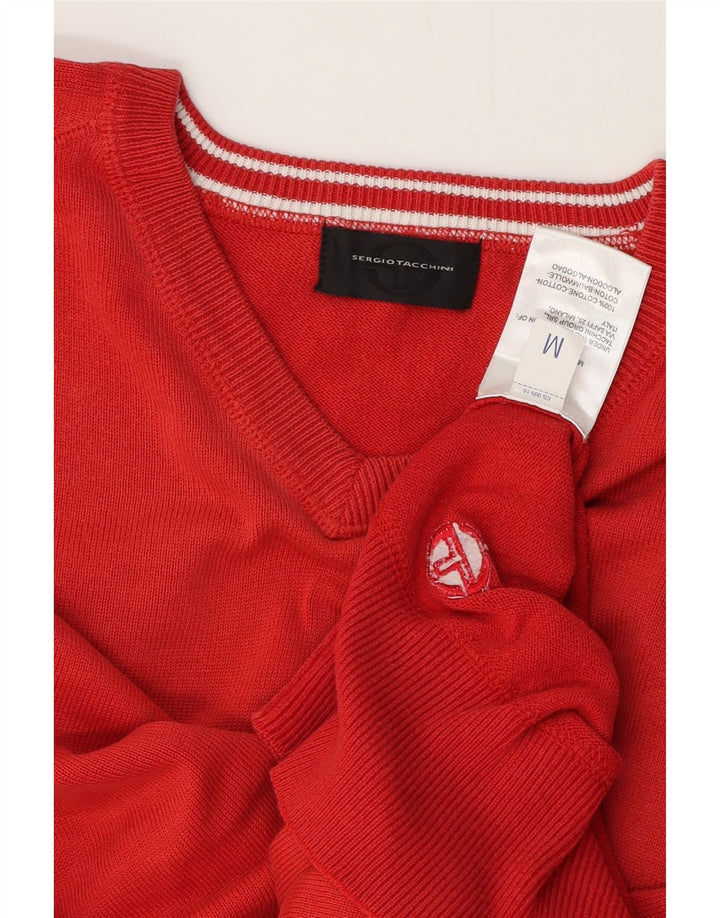SERGIO TACCHINI Pull Col V Homme Rouge Moyen Coton