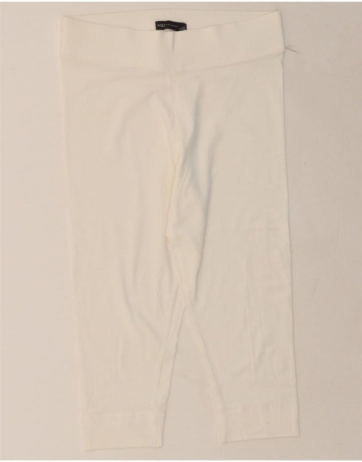 MARKS & SPENCER Womens Leggings UK 12 Medium White Cotton Vintage Marks & Spencer and Second-Hand Marks & Spencer from Messina Hembry 