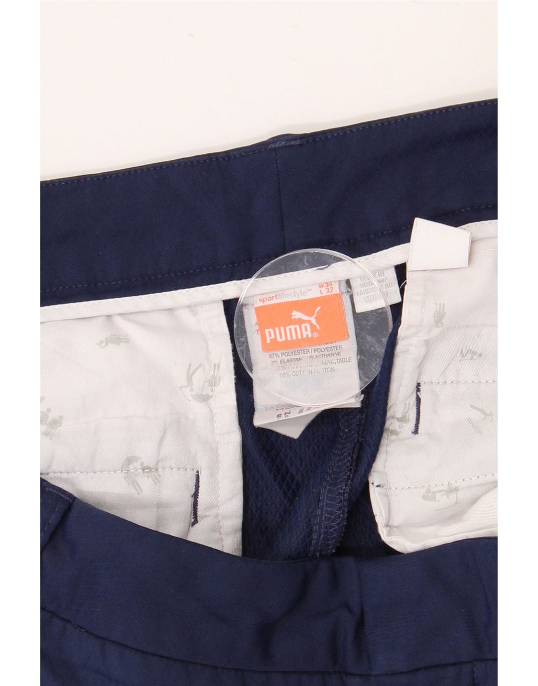PUMA Pantalon Chino Slim Homme W34 L32 Bleu Marine Polyester
