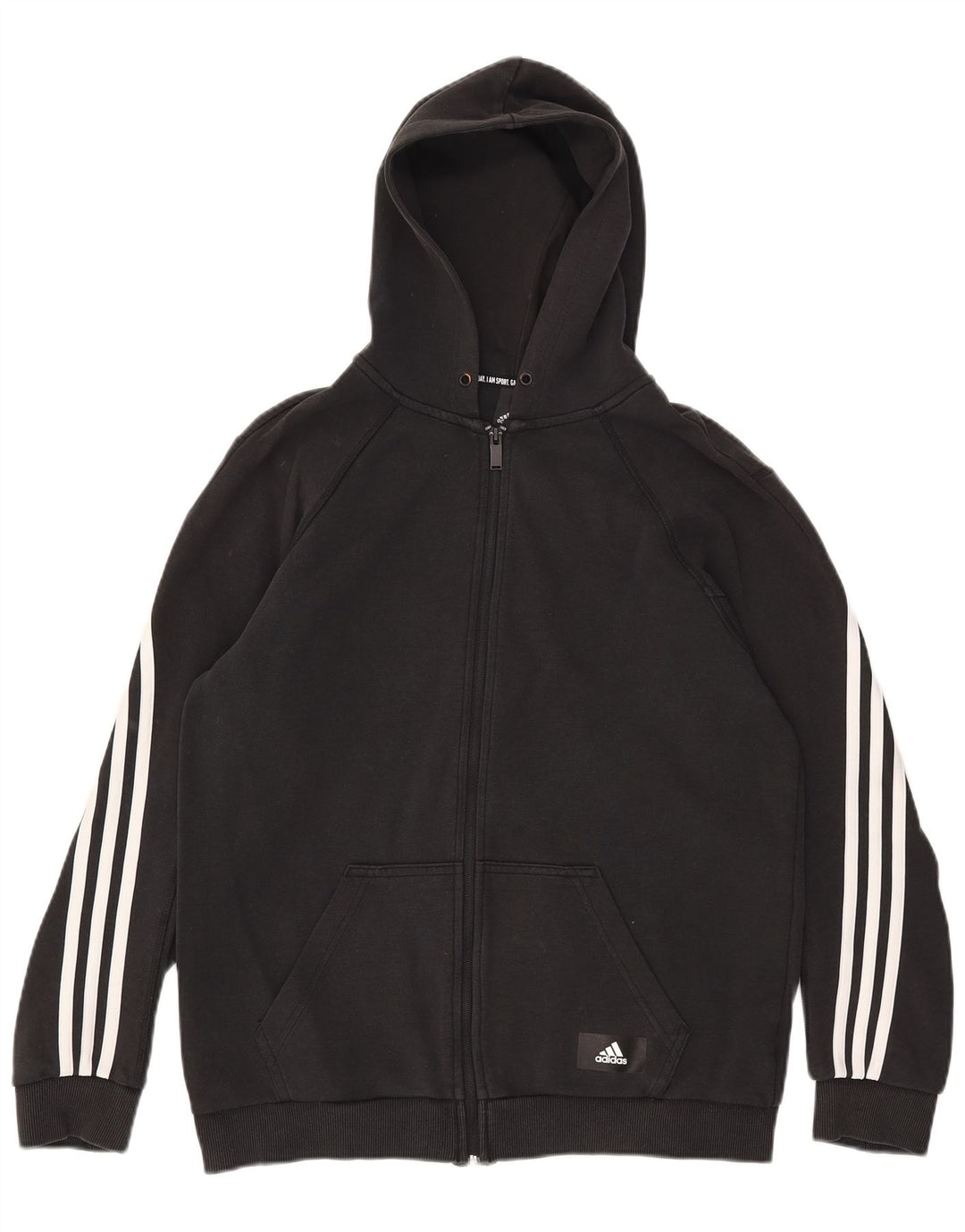 Adidas Pull à capuche zippé pour homme en coton noir moyen