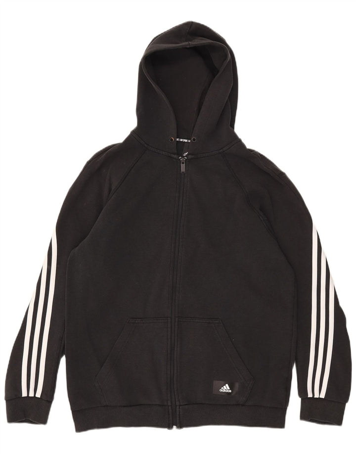 Adidas Pull à capuche zippé pour homme en coton noir moyen