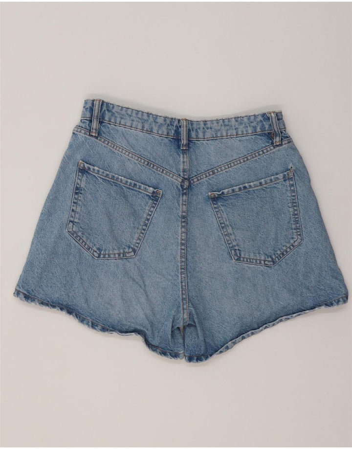 ZARA Short en jean vieilli pour femme EU 40 Medium W30 Bleu Coton